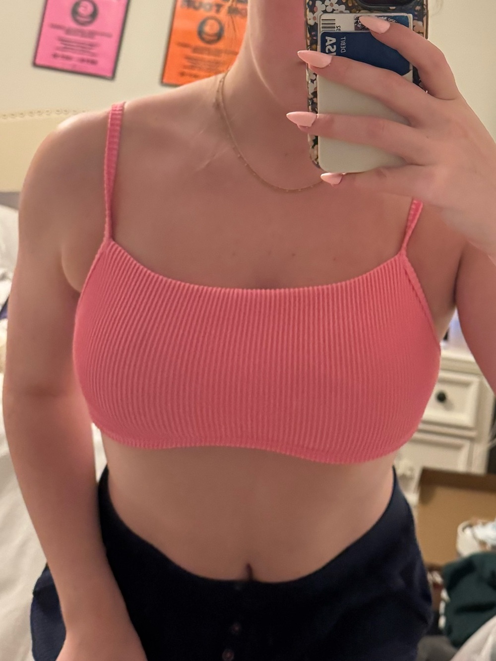 Hollister Pink Ribbed bikini top